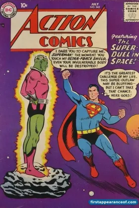 Brainiac on the cover of Action Comics #242 (1958), his first appearance and first cover.