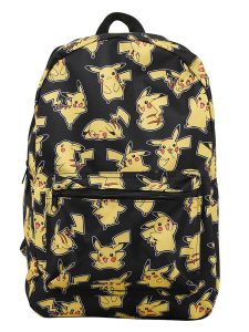 Pokemon Pikachu Large 17 All Over Print Front Pocket Backpack – Black