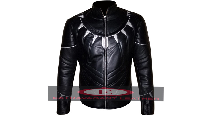 Mens Black Panther Avengers Infinity Wars Captain America Black Leather Jacket