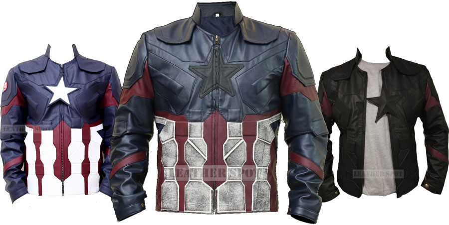 Captain America Avengers Infinity War 2018 Black Biker Mens Real Leather Jacket